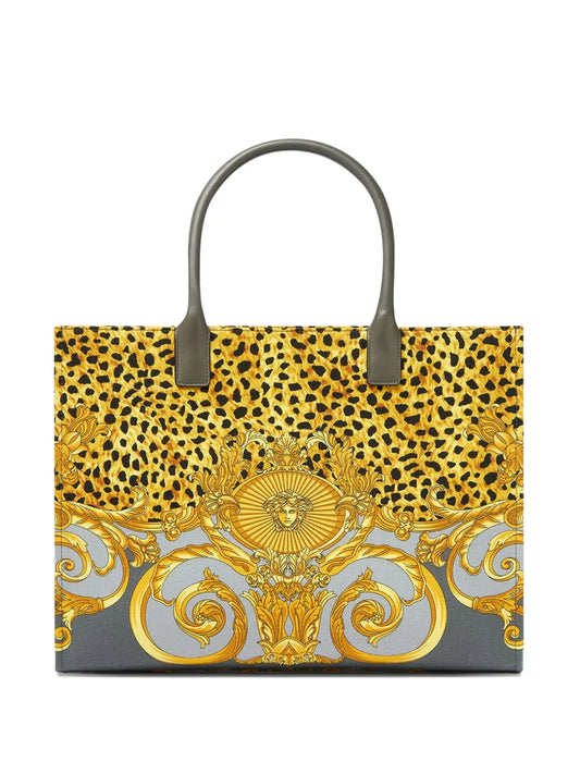 Versace Cheetah Foulard La Medusa Large Tote Bag