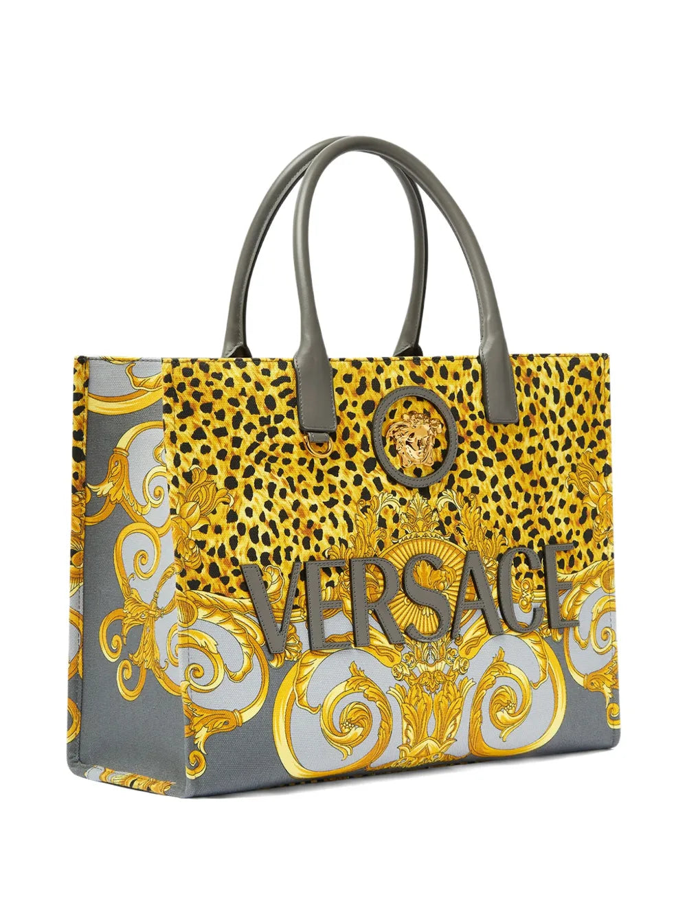 Versace Cheetah Foulard La Medusa Large Tote Bag