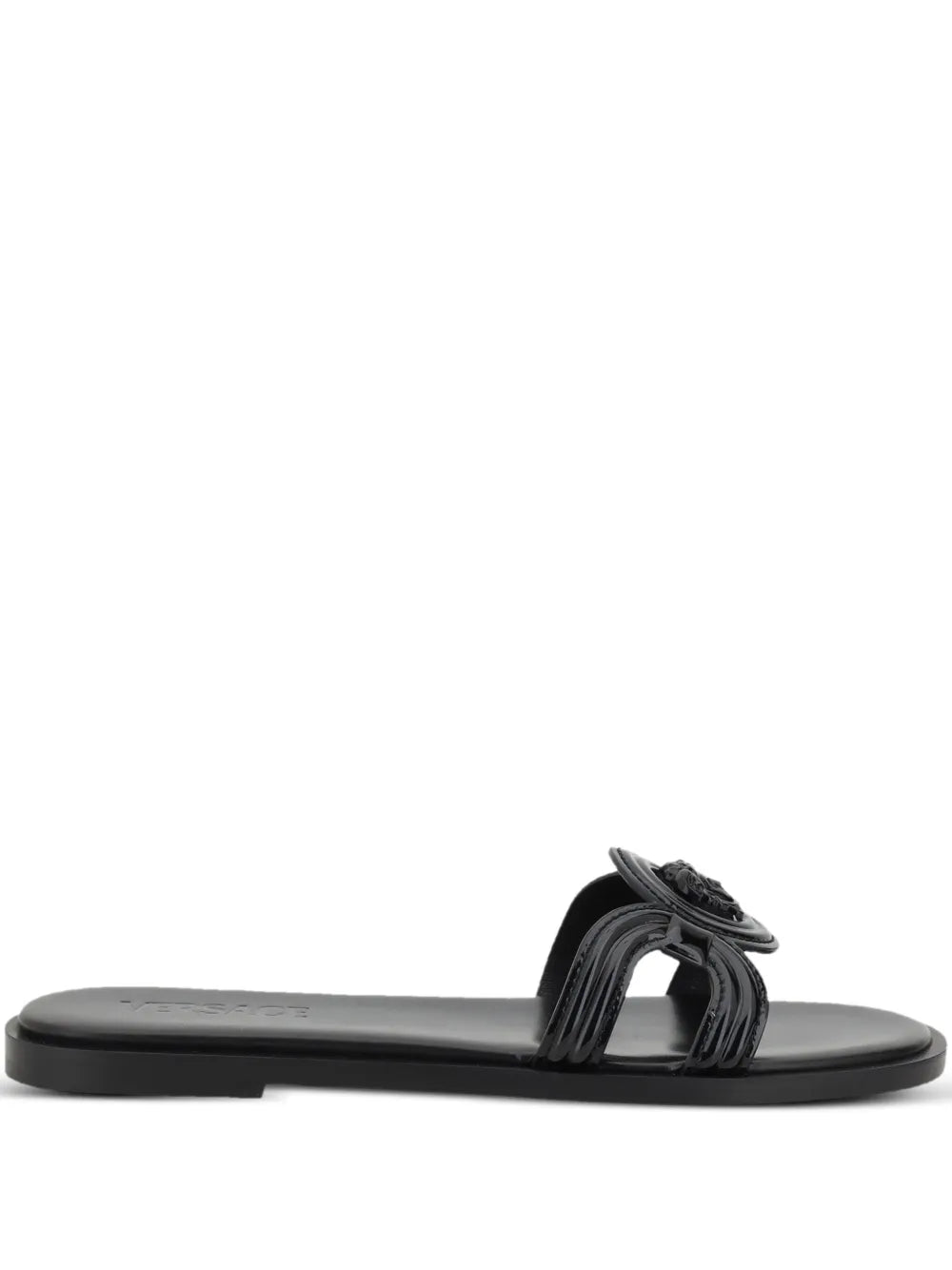 Black Medusa '95 sandal with a logo on a white background.