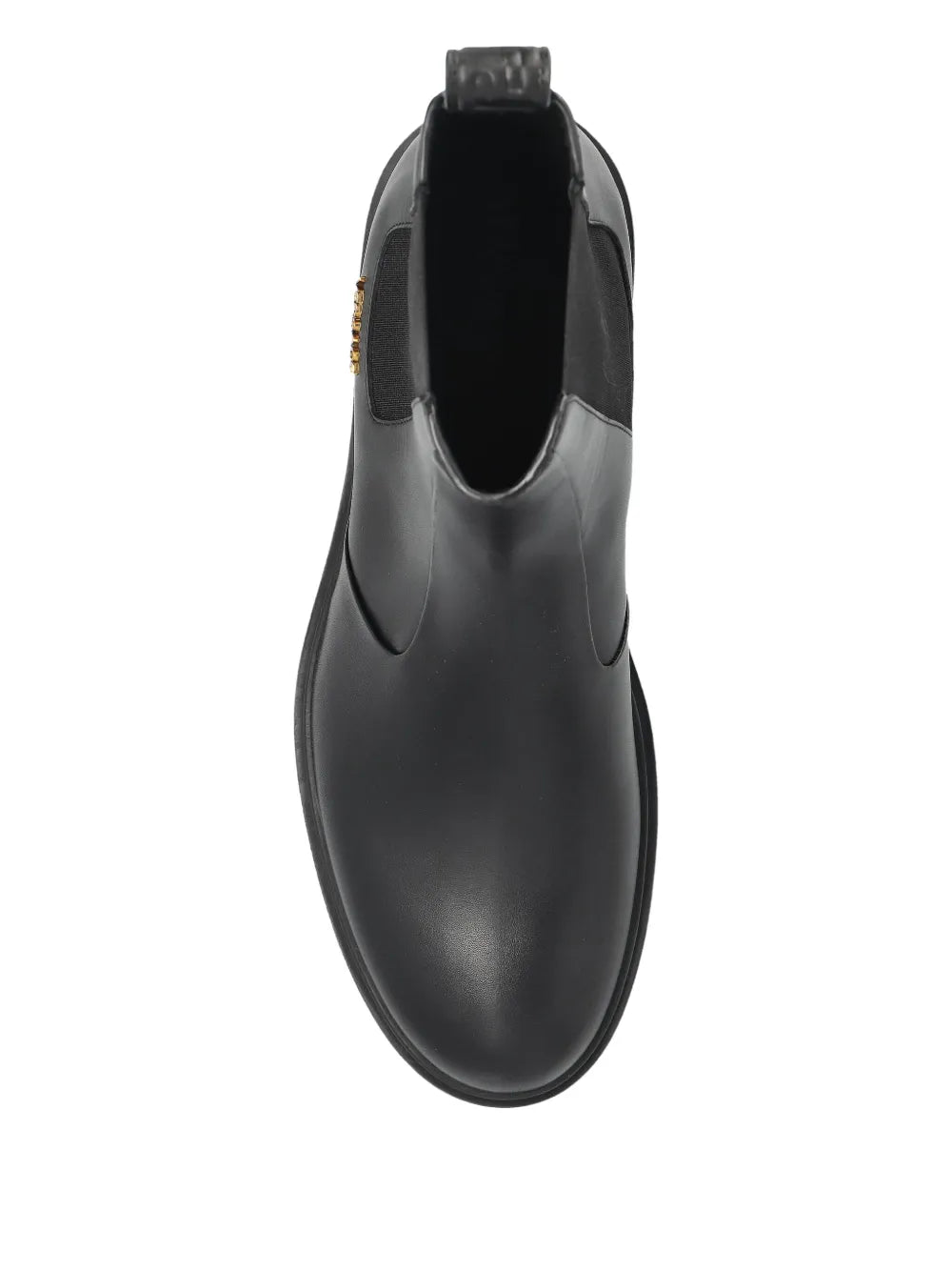 Black Versace Chelsea boot on a white background.