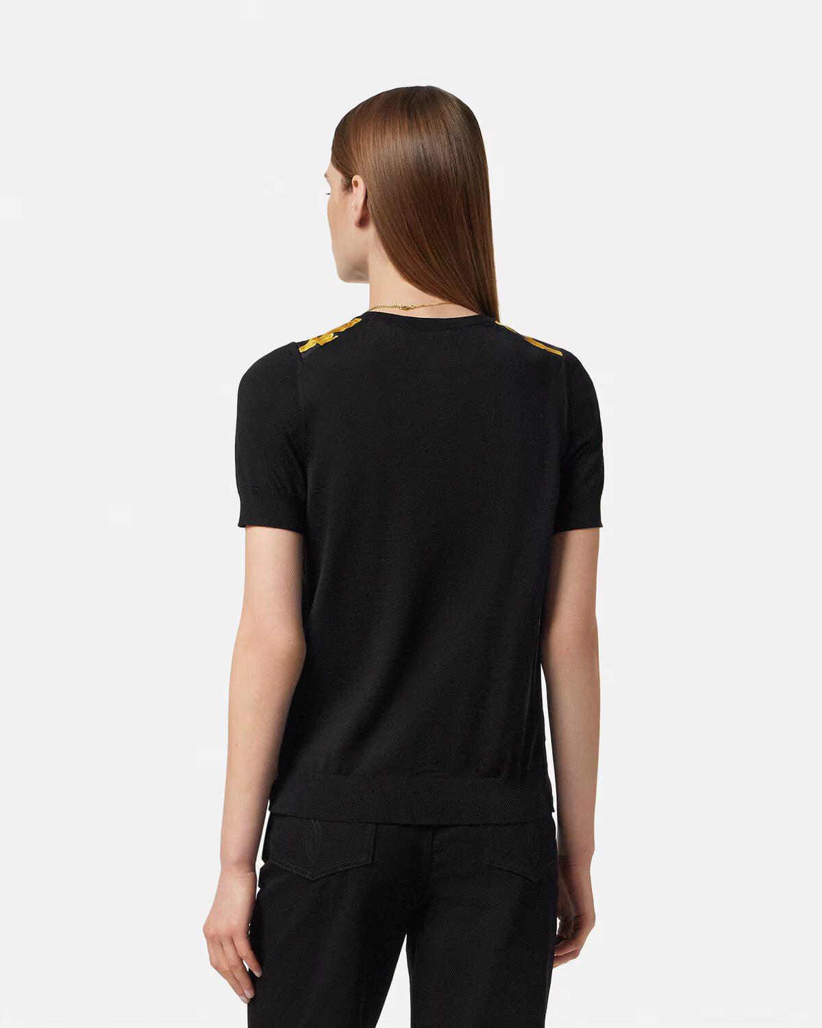 Versace Medusa Cameo Silk Knit Top