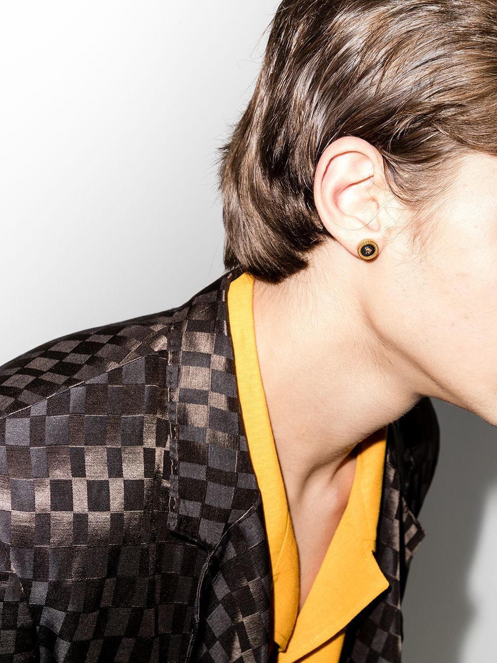 Versace Black Enamel Medusa Stud Earrings