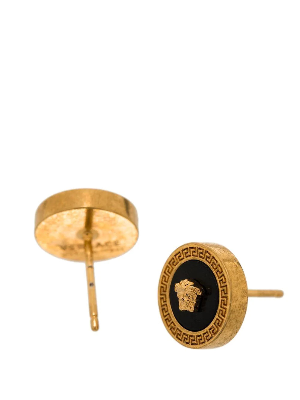 Versace Black Enamel Medusa Stud Earrings