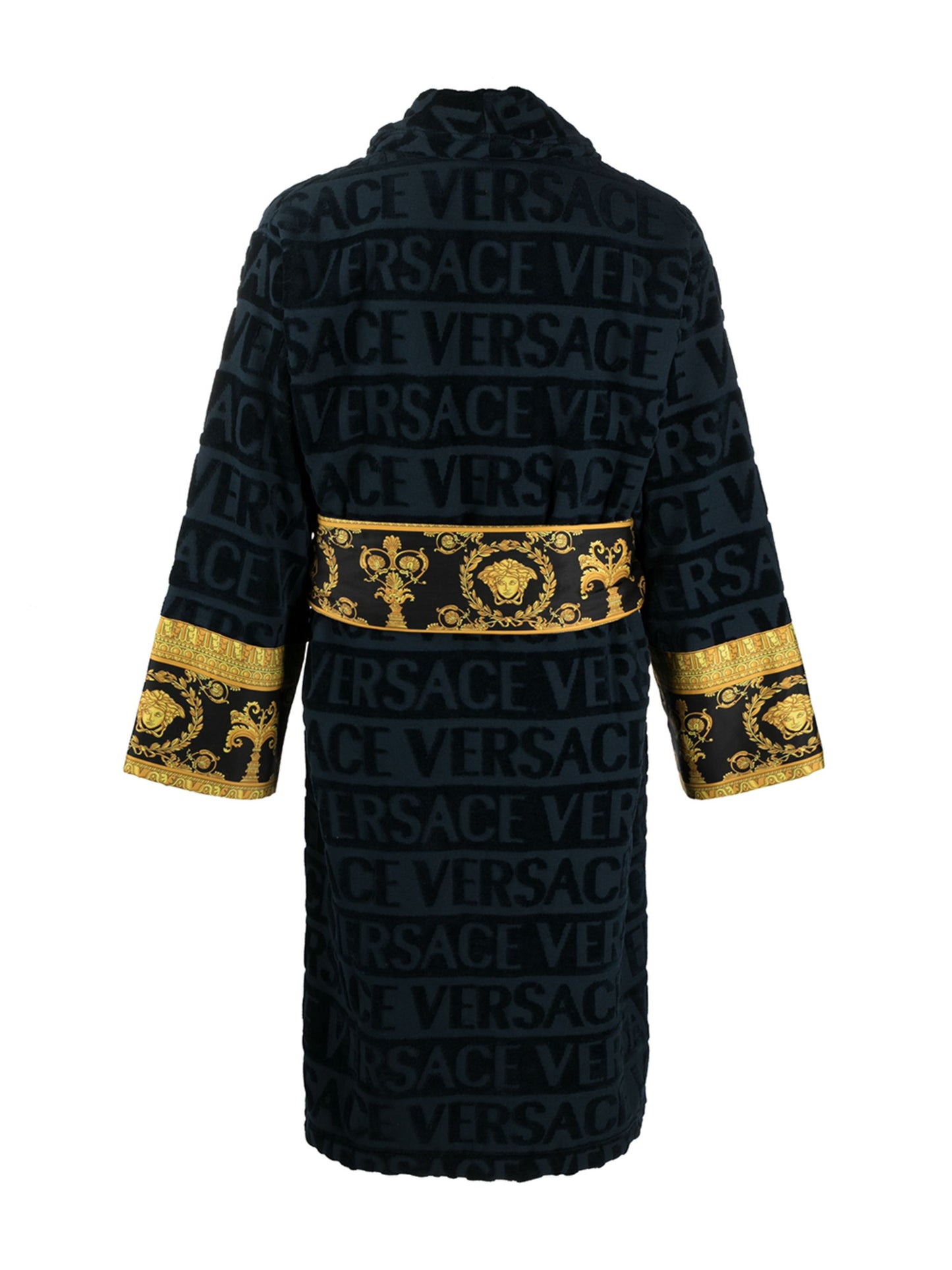 Versace Navy I ♡ Baroque Trim Bathrobe