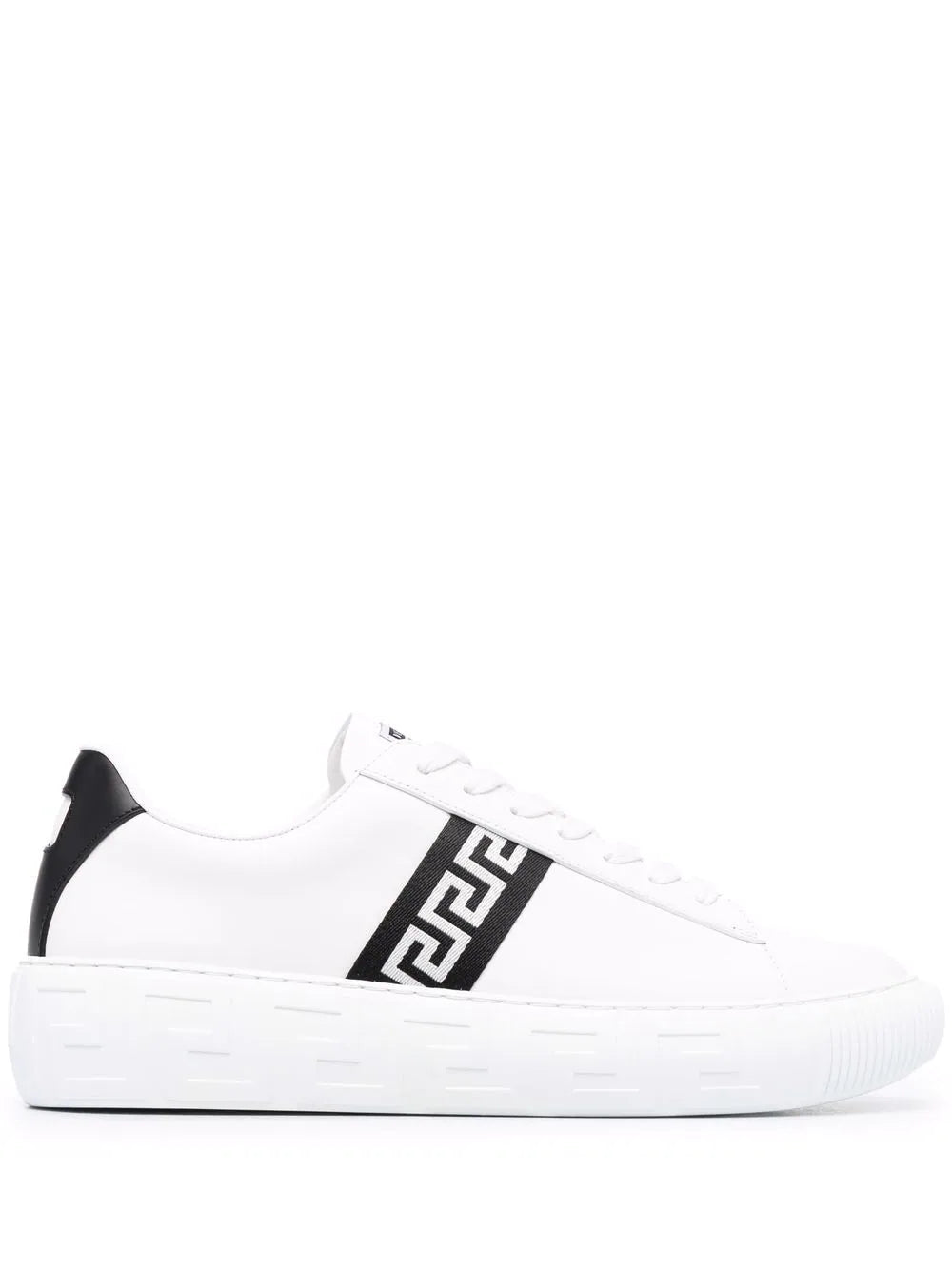 Versace White & Black Greca Lace-up Sneakers