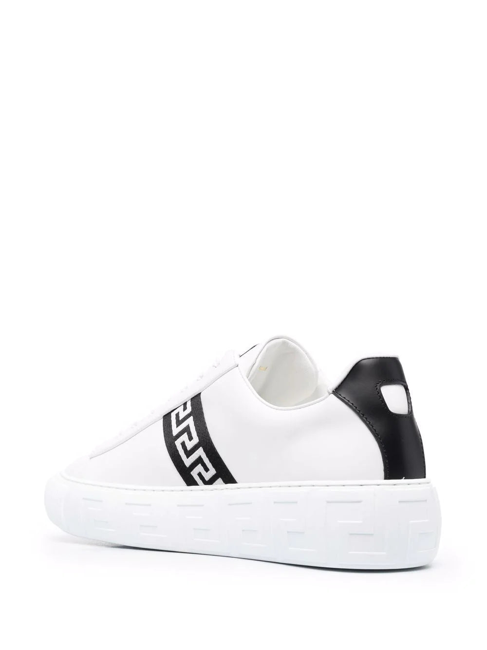 Versace White & Black Greca Lace-up Sneakers