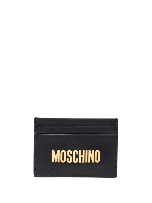 Moschino Black Logo Plaque Card Holder