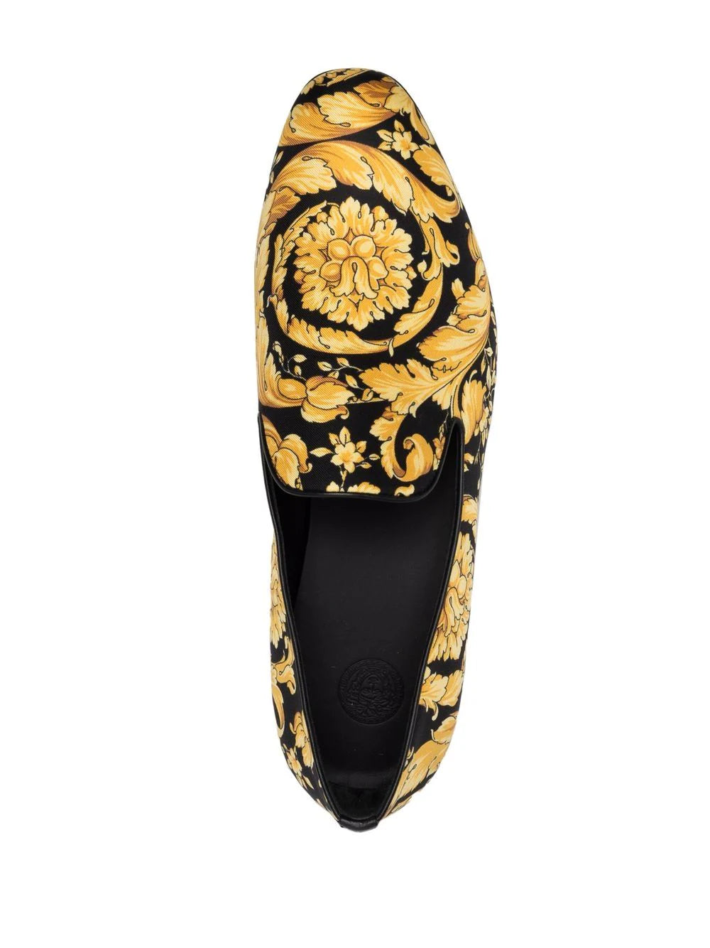 Versace Baroque Print Silk Loafers