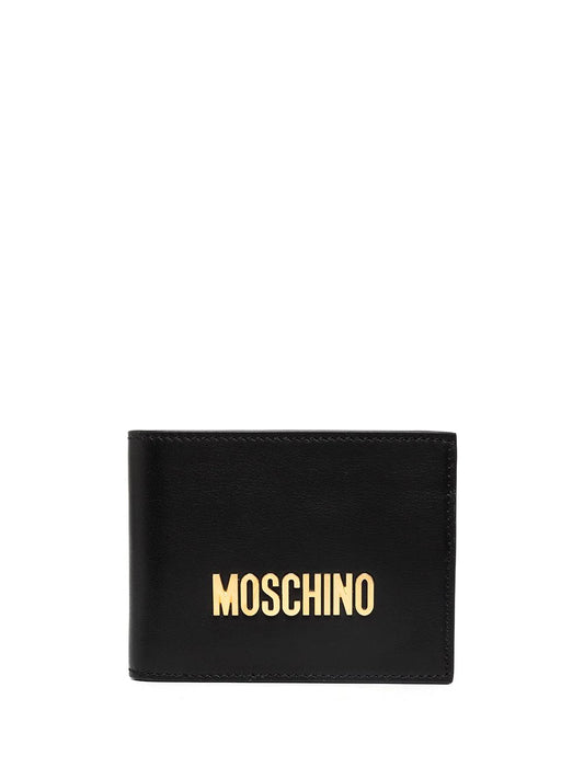 Moschino Logo Plaque Leather Wallet