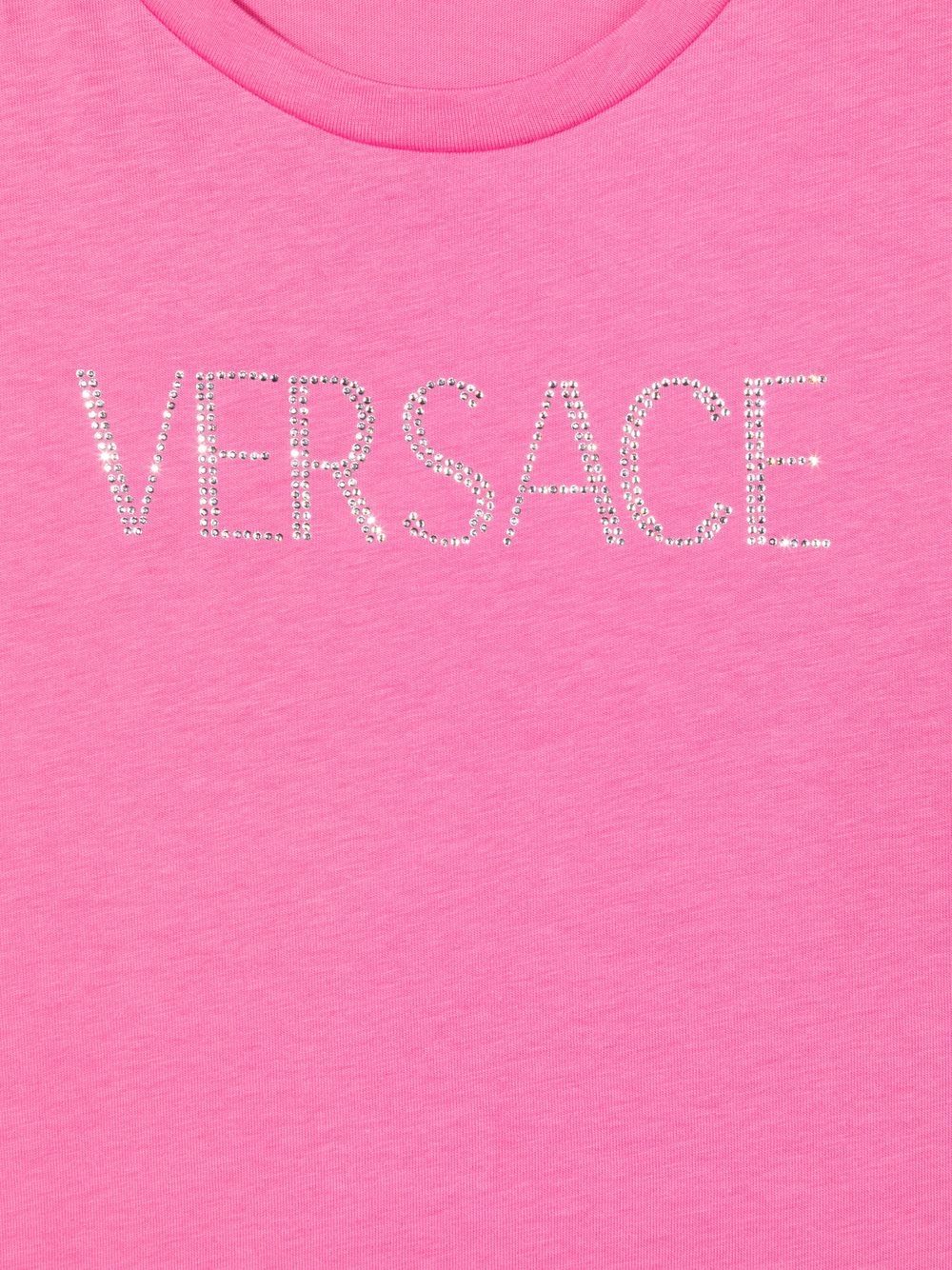 Versace Kids Pink Crystal Logo T-shirt