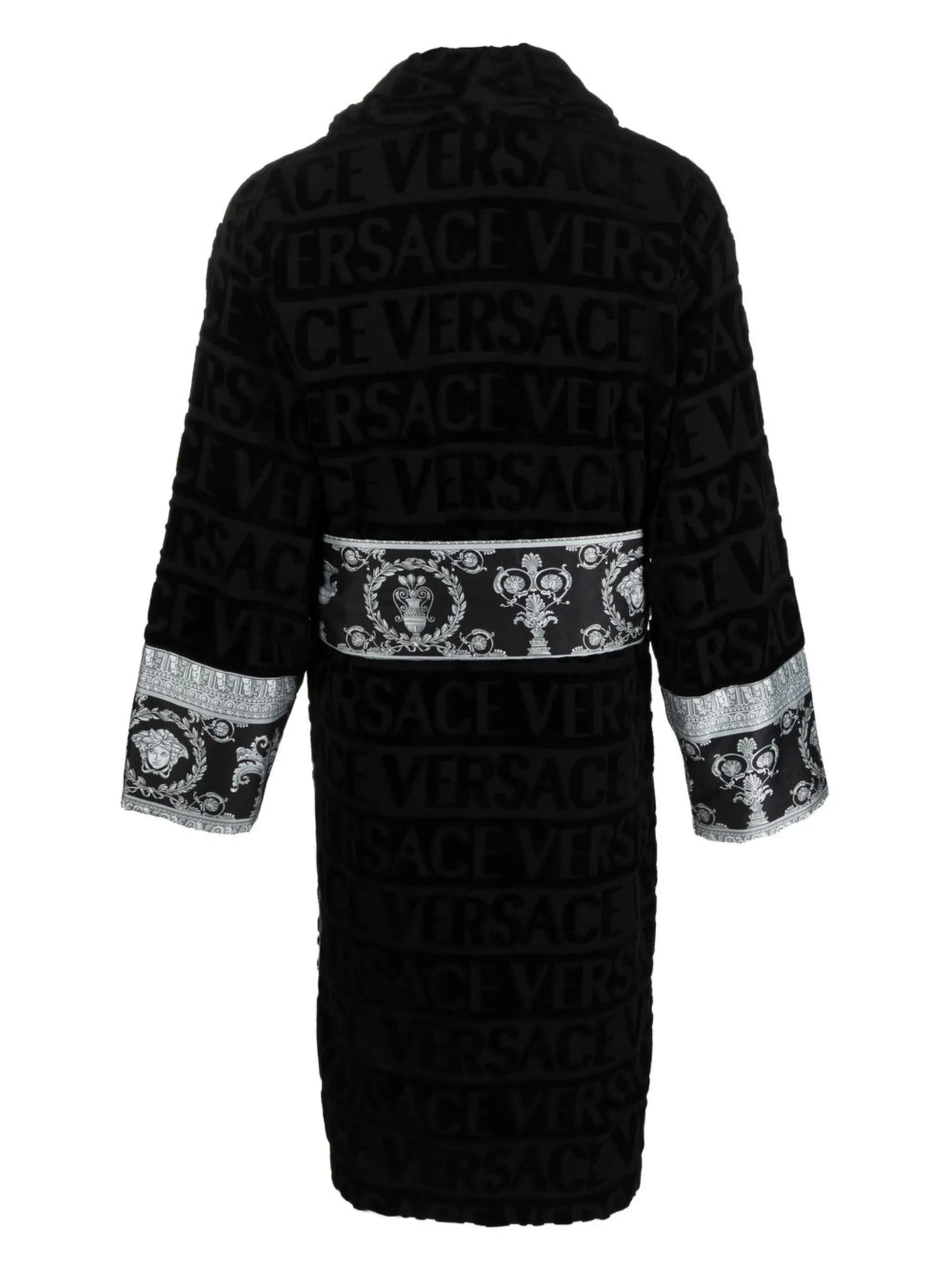 Versace Black I ♡ Baroque Trim Bathrobe