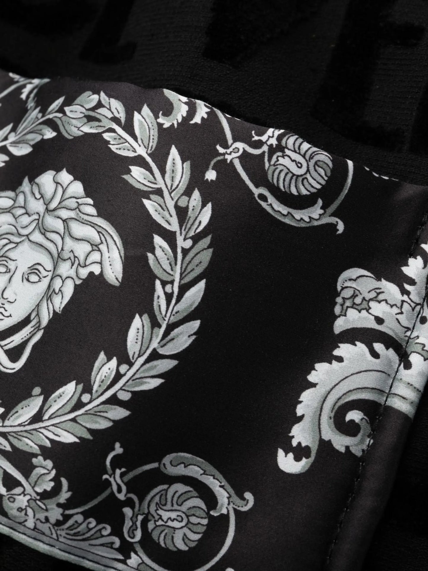 Versace Black I ♡ Baroque Trim Bathrobe