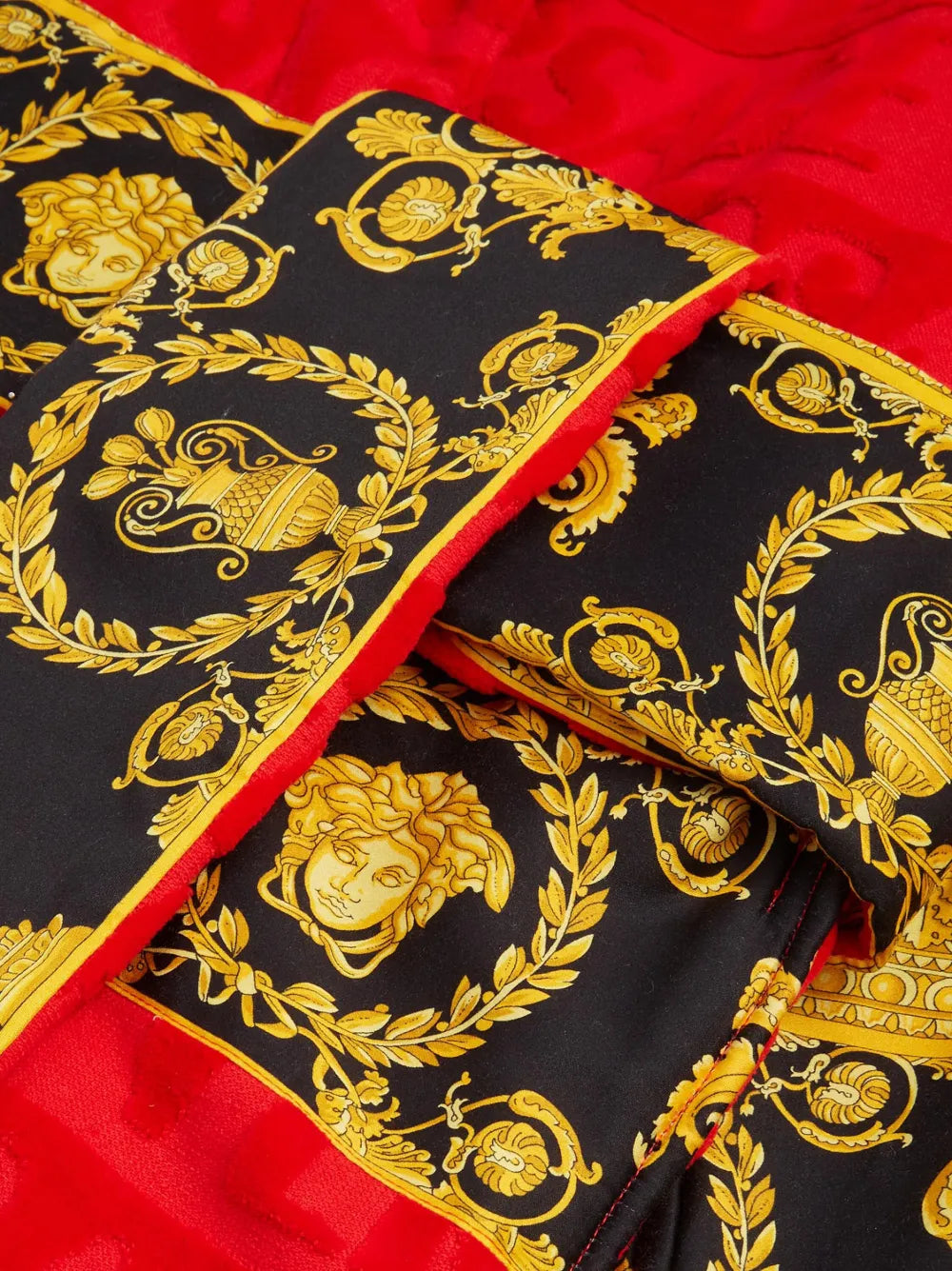 Versace Red I ♡ Baroque Trim Bathrobe