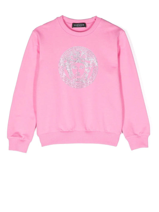 Versace Kids Pink Medusa Crystal Sweatshirt