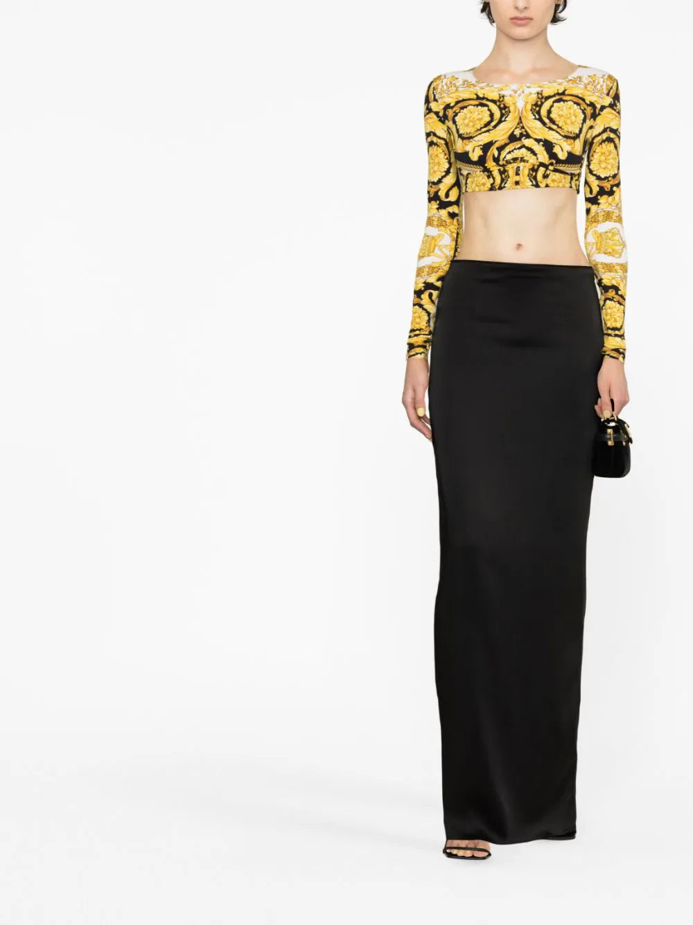 Versace Barocco LS Crop Top