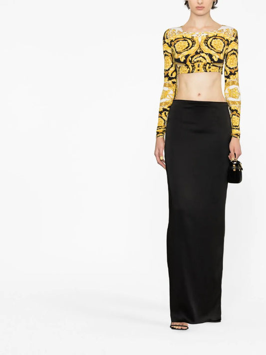 Versace Barocco LS Crop Top