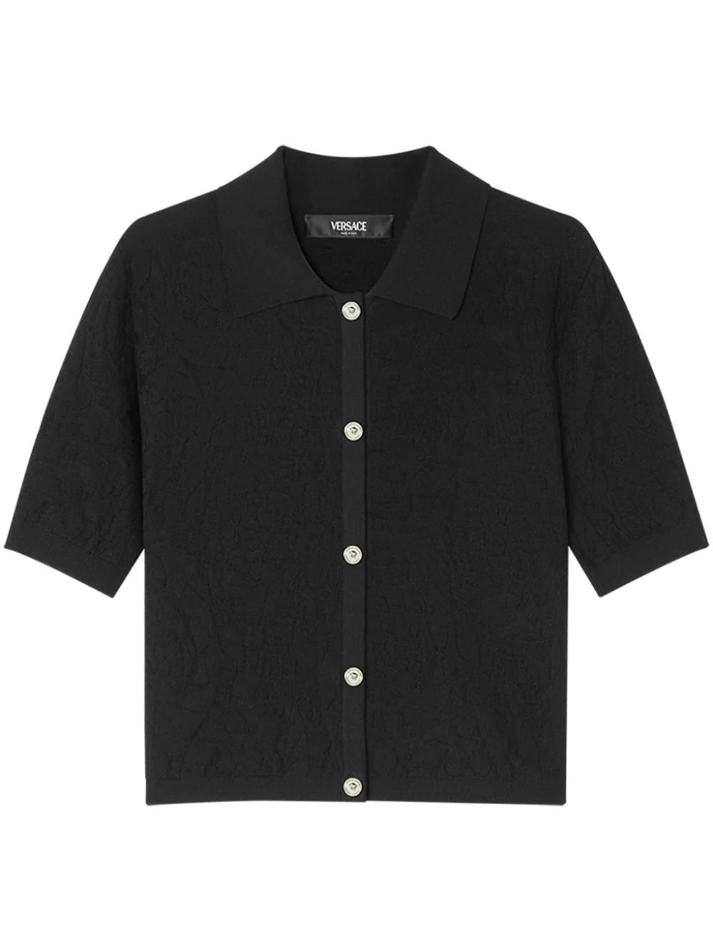 Versace Black Barocco Knit Polo Cardigan – David Lawrence