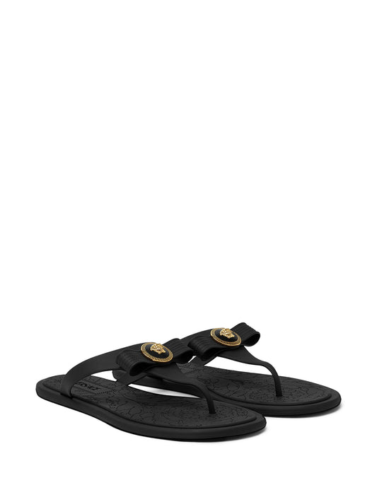 Versace Black Gianni Ribbon Sandals