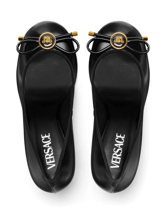 Versace Black Opera Bow Patent Pumps