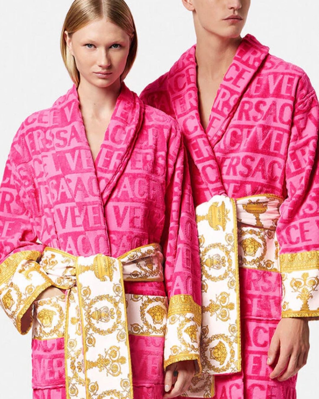 Versace Fuchsia I ♡ Baroque Trim Bathrobe