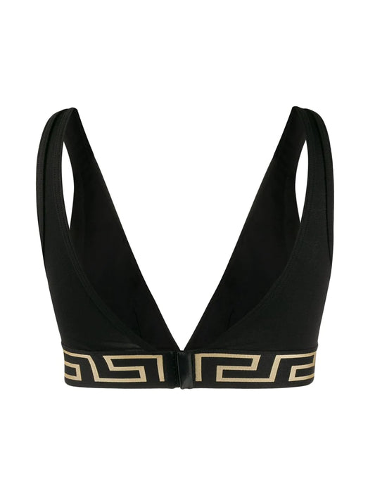Versace Black Greek Key Triangle Bra