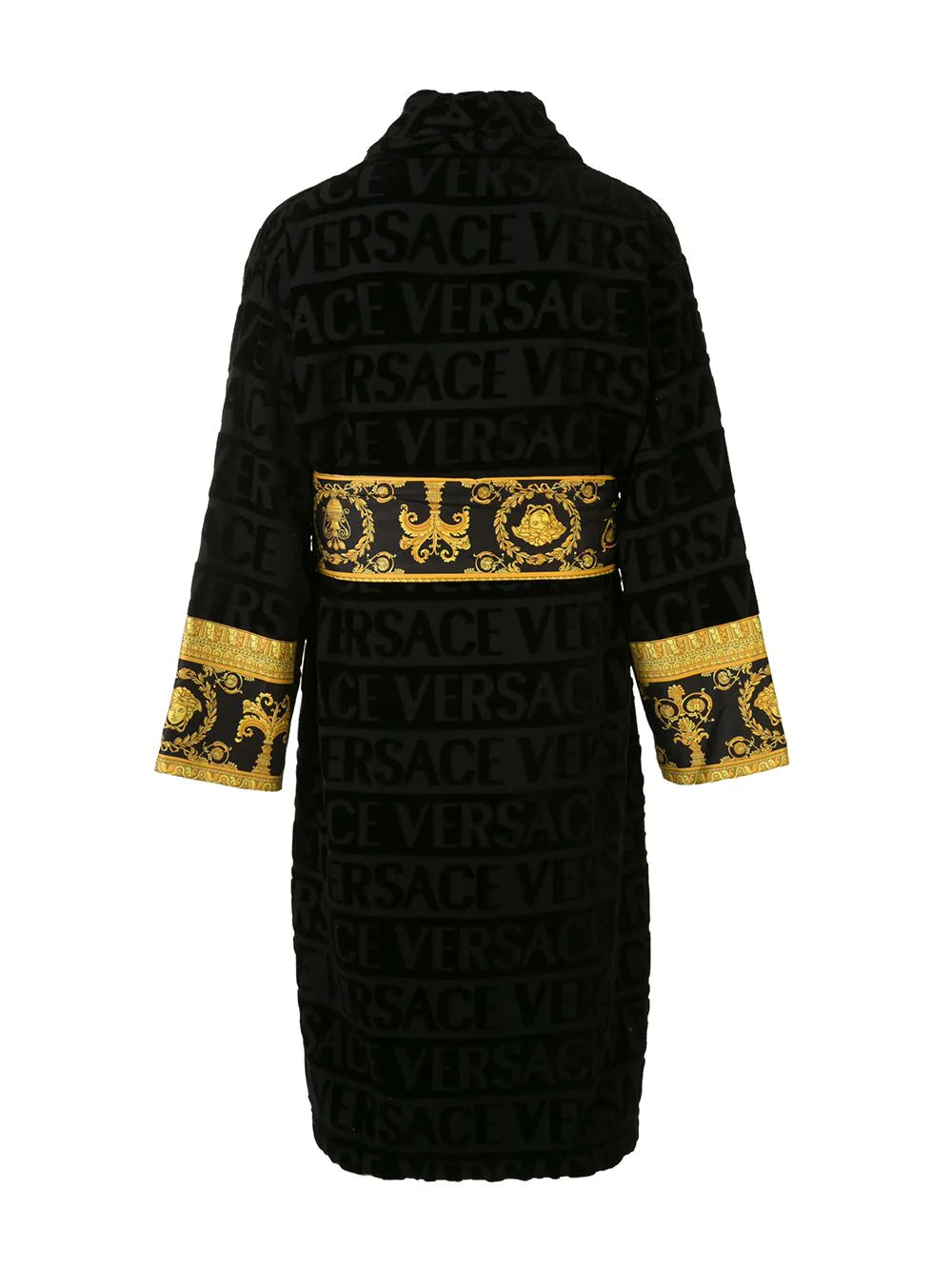 Versace Black I ♡ Baroque Trim Bathrobe