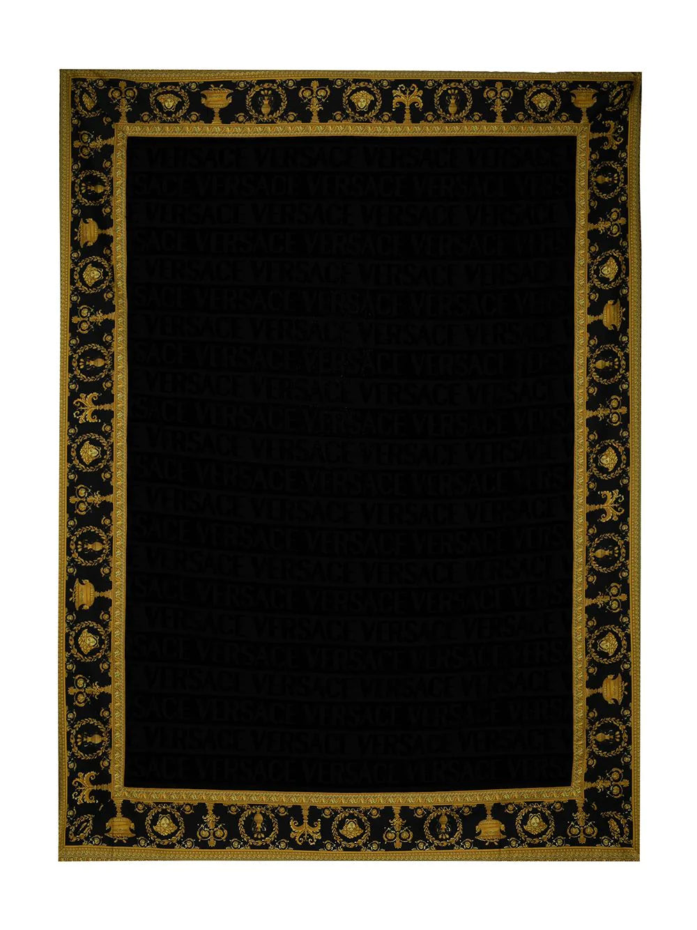 Versace Black I Love Baroque Trim Beach Towel