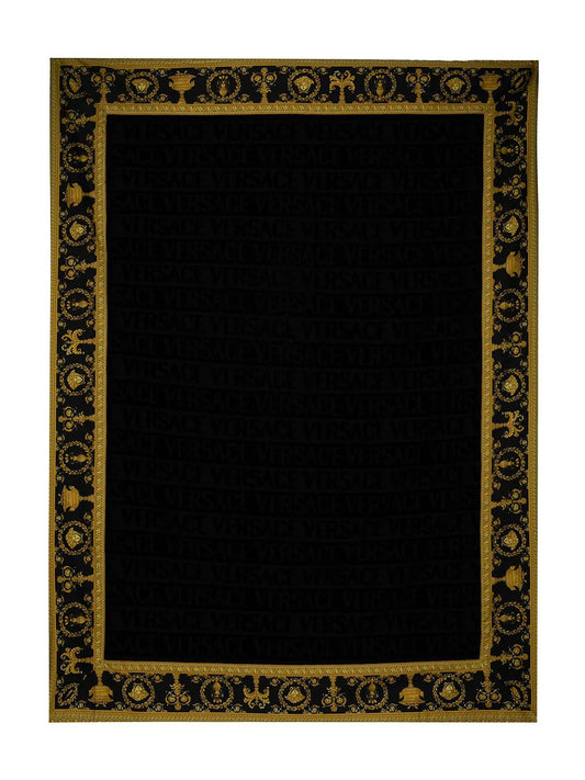 Versace Black I Love Baroque Trim Beach Towel