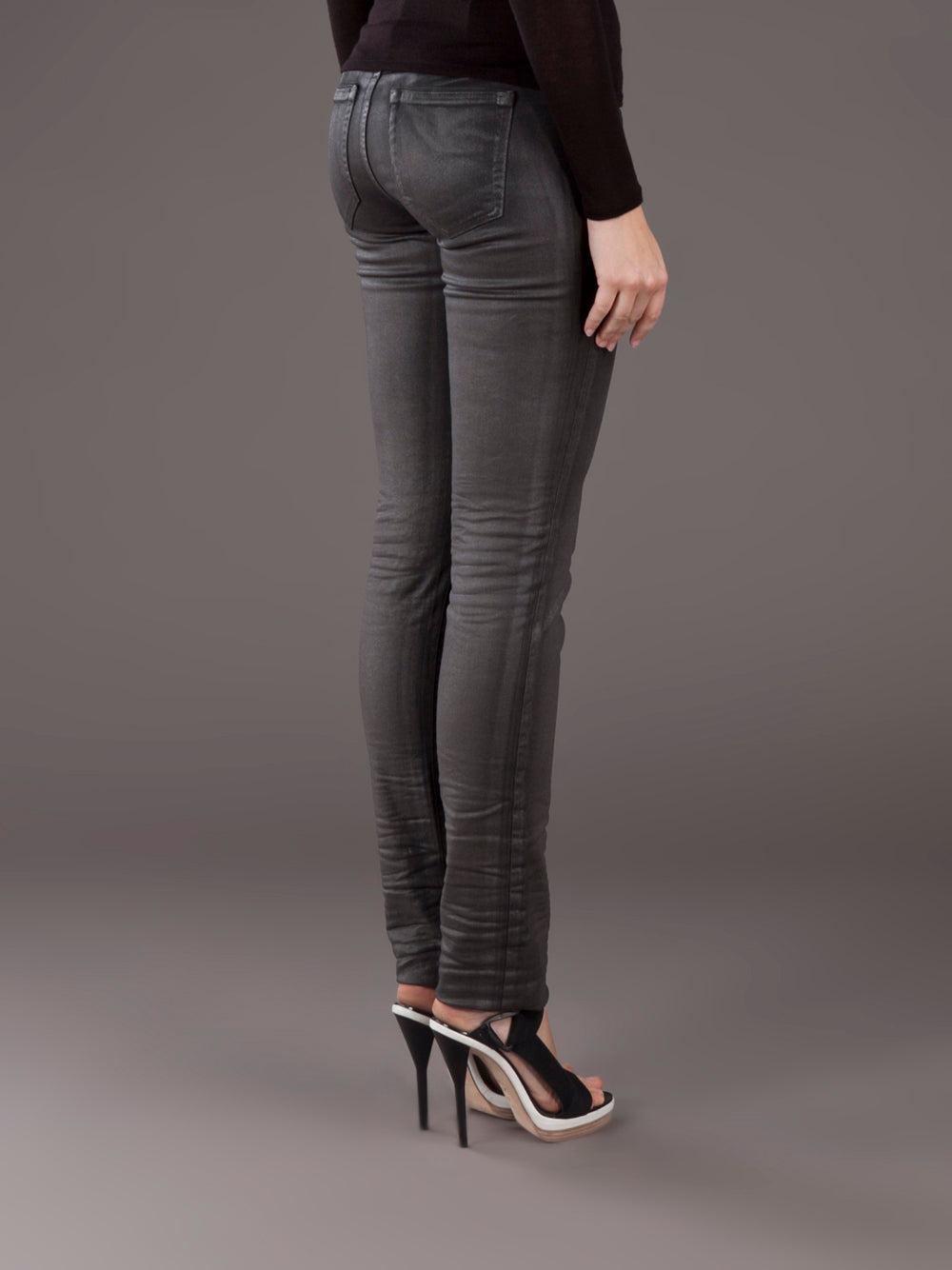 Black slim cut Diesel jeans.