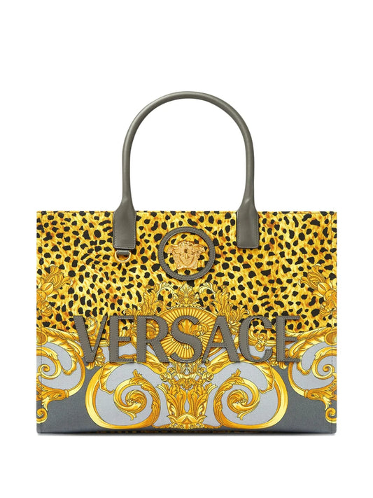 Versace Cheetah Foulard La Medusa Large Tote Bag