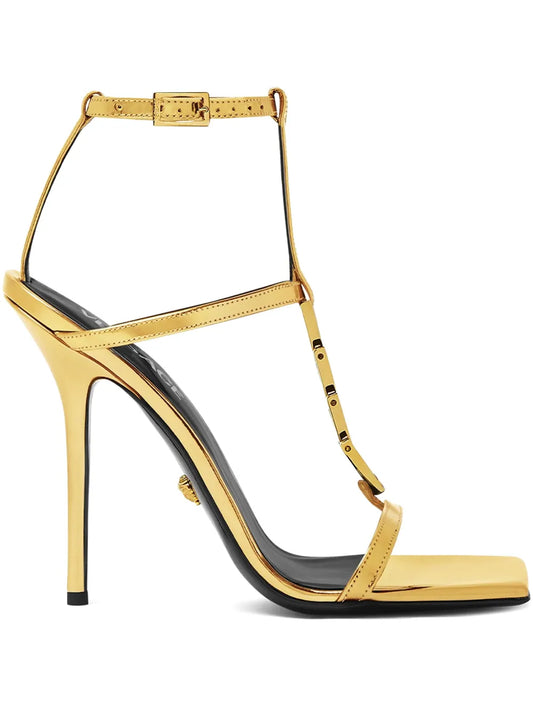 Versace V2025 Chain Gold Metallic Sandals 105 mm