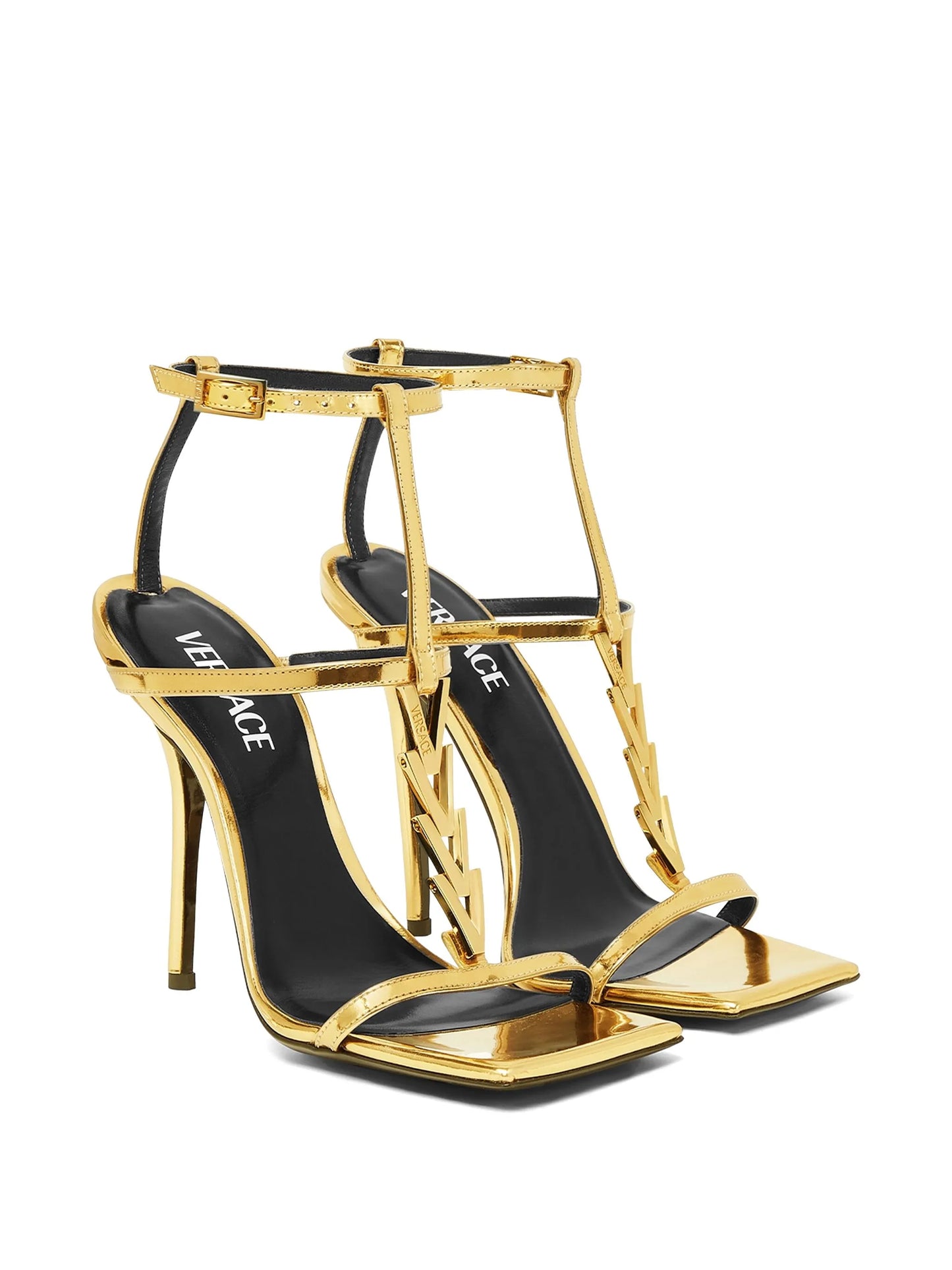 Versace V2025 Chain Gold Metallic Sandals 105 mm