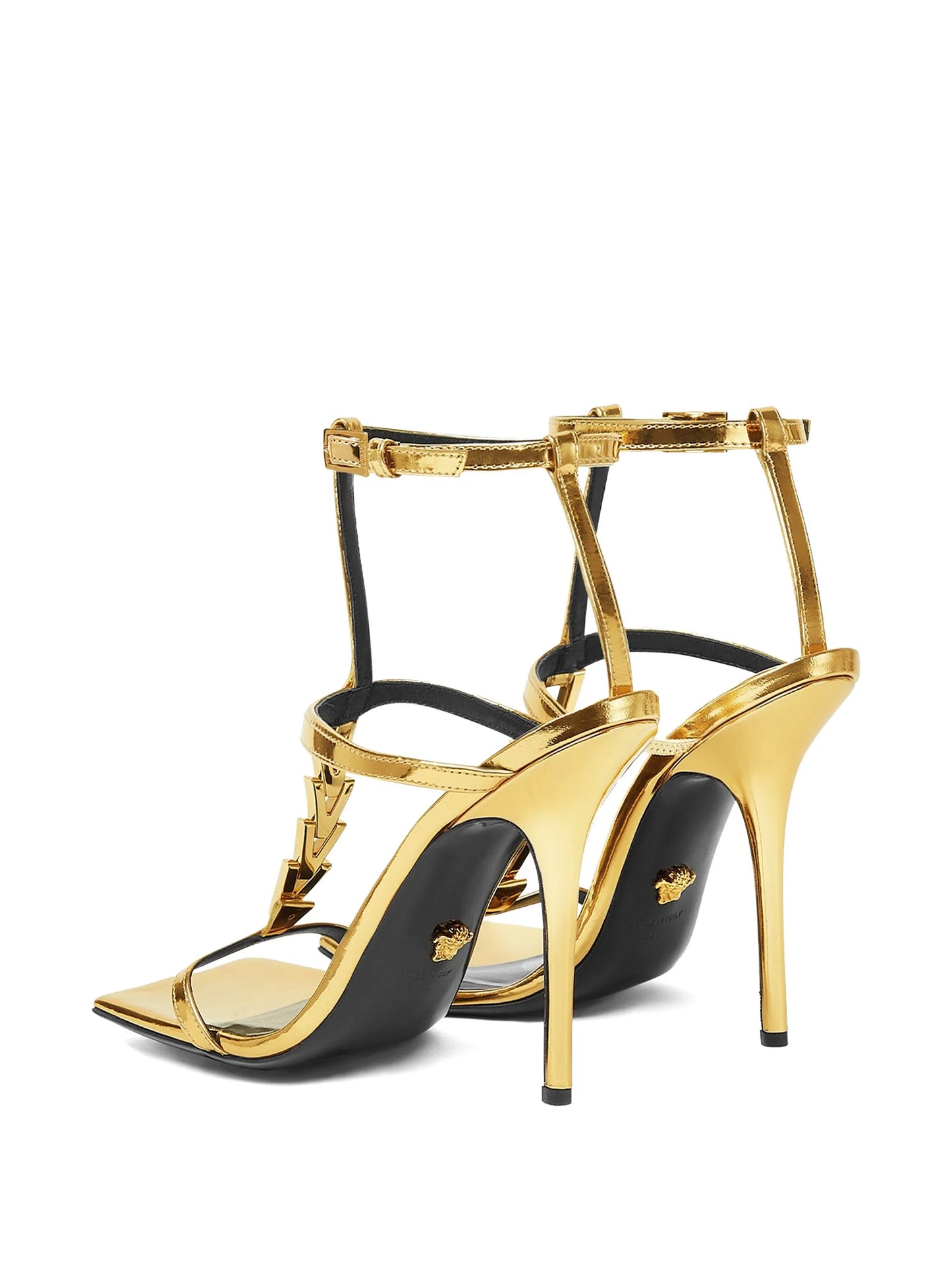 Versace V2025 Chain Gold Metallic Sandals 105 mm