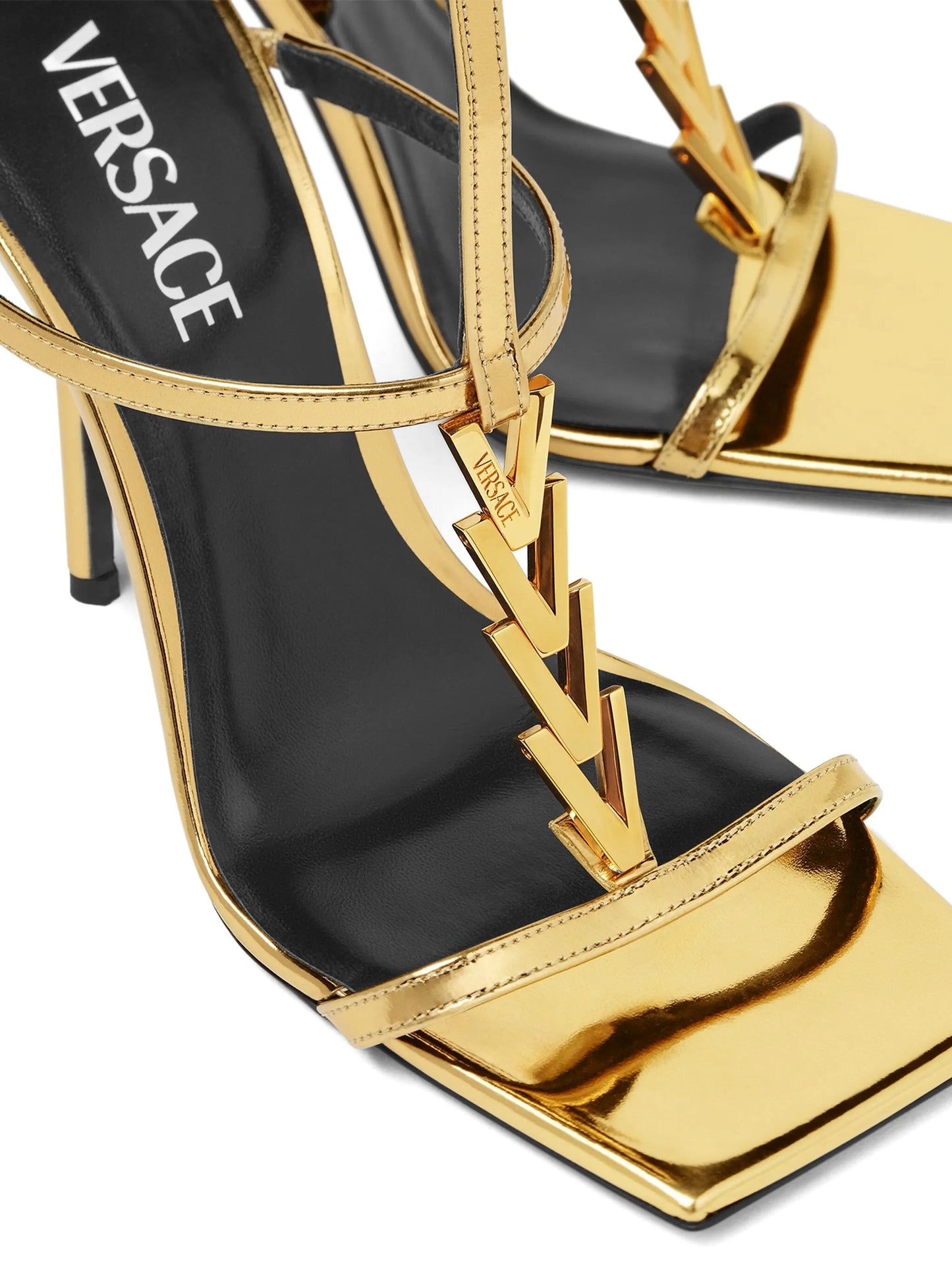 Versace V2025 Chain Gold Metallic Sandals 105 mm