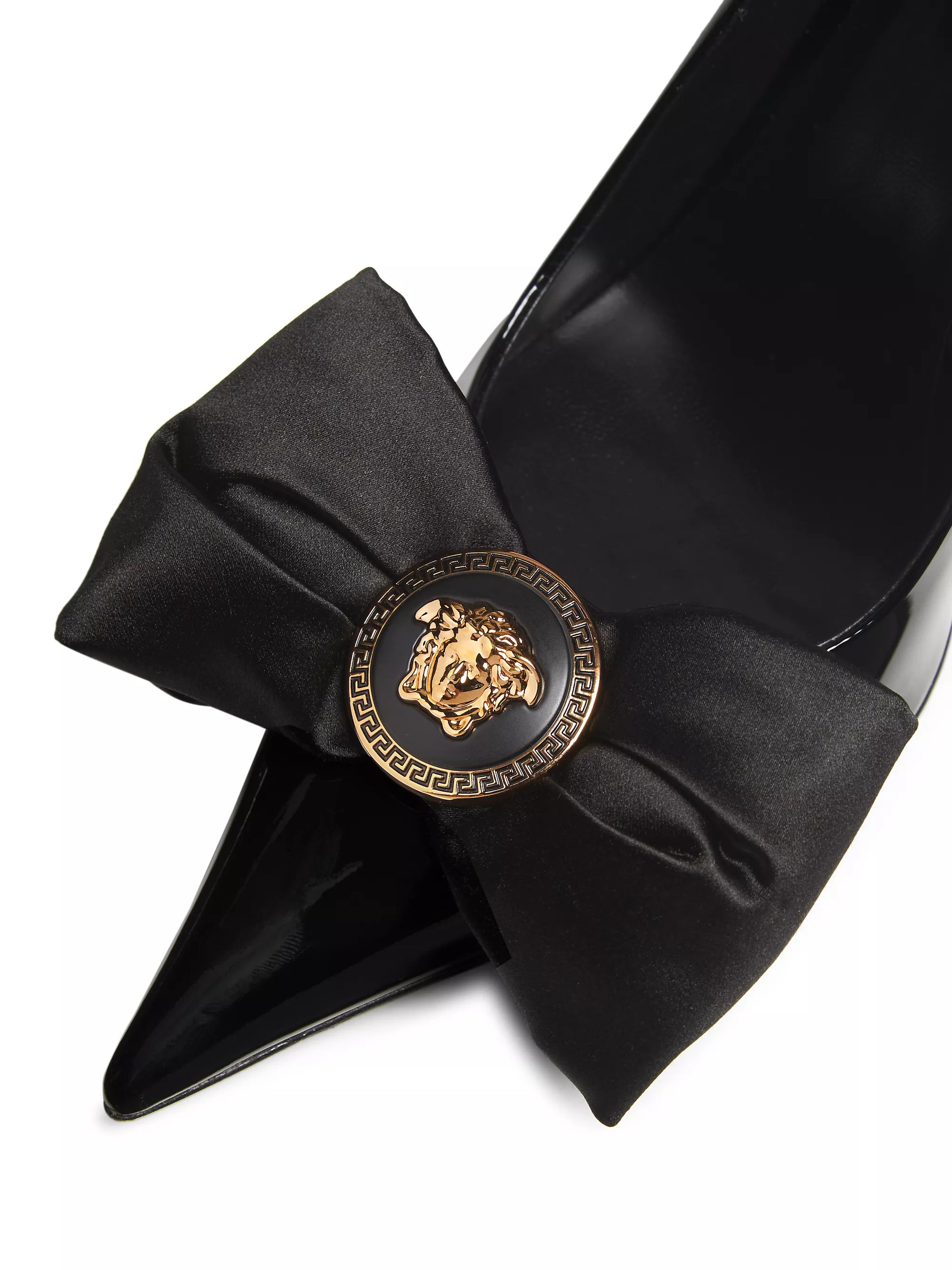 Versace Black Ribbon Patent Pumps