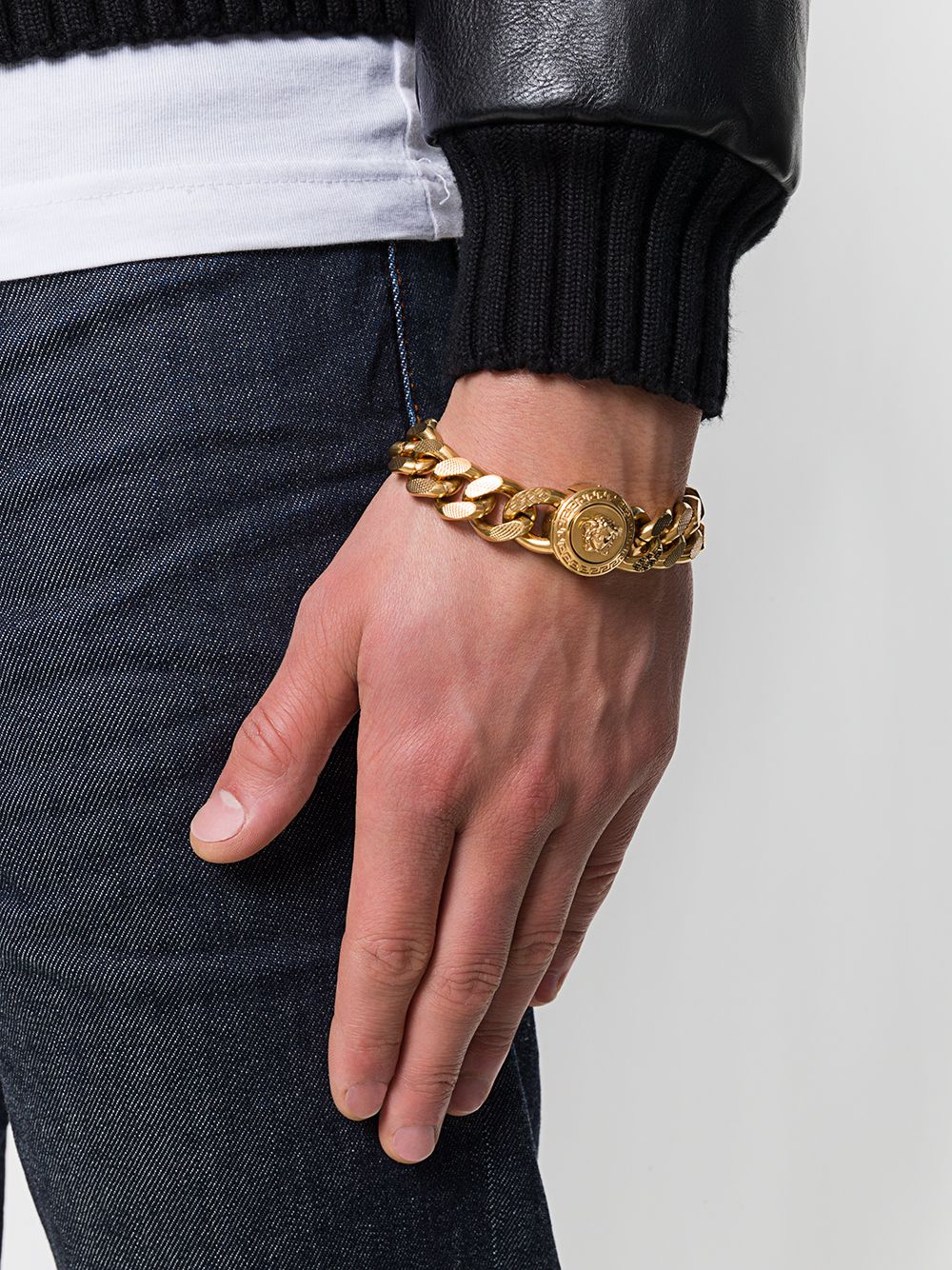 Versace Estate 18K White Gold Greek Key Motif Chain Link Bracelet | eBay