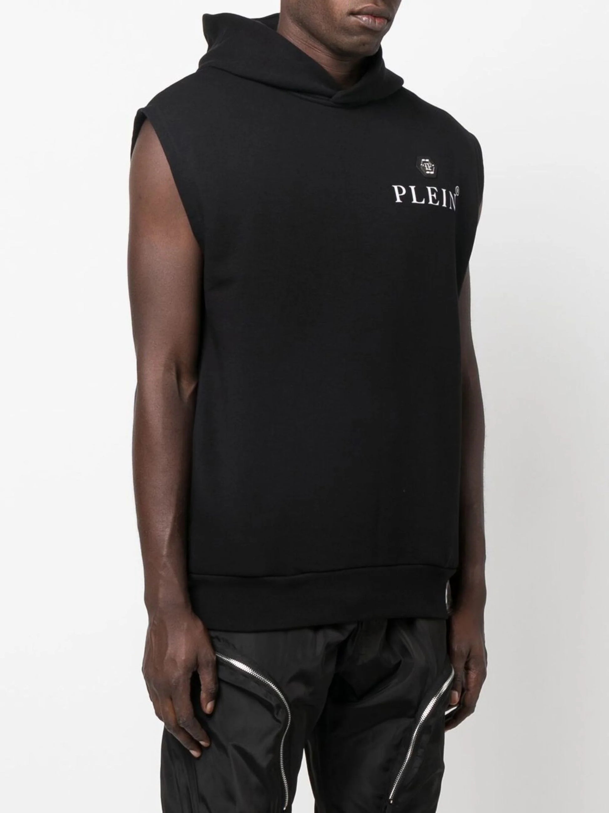 Philipp Plein Black Sleeveless Hoodie