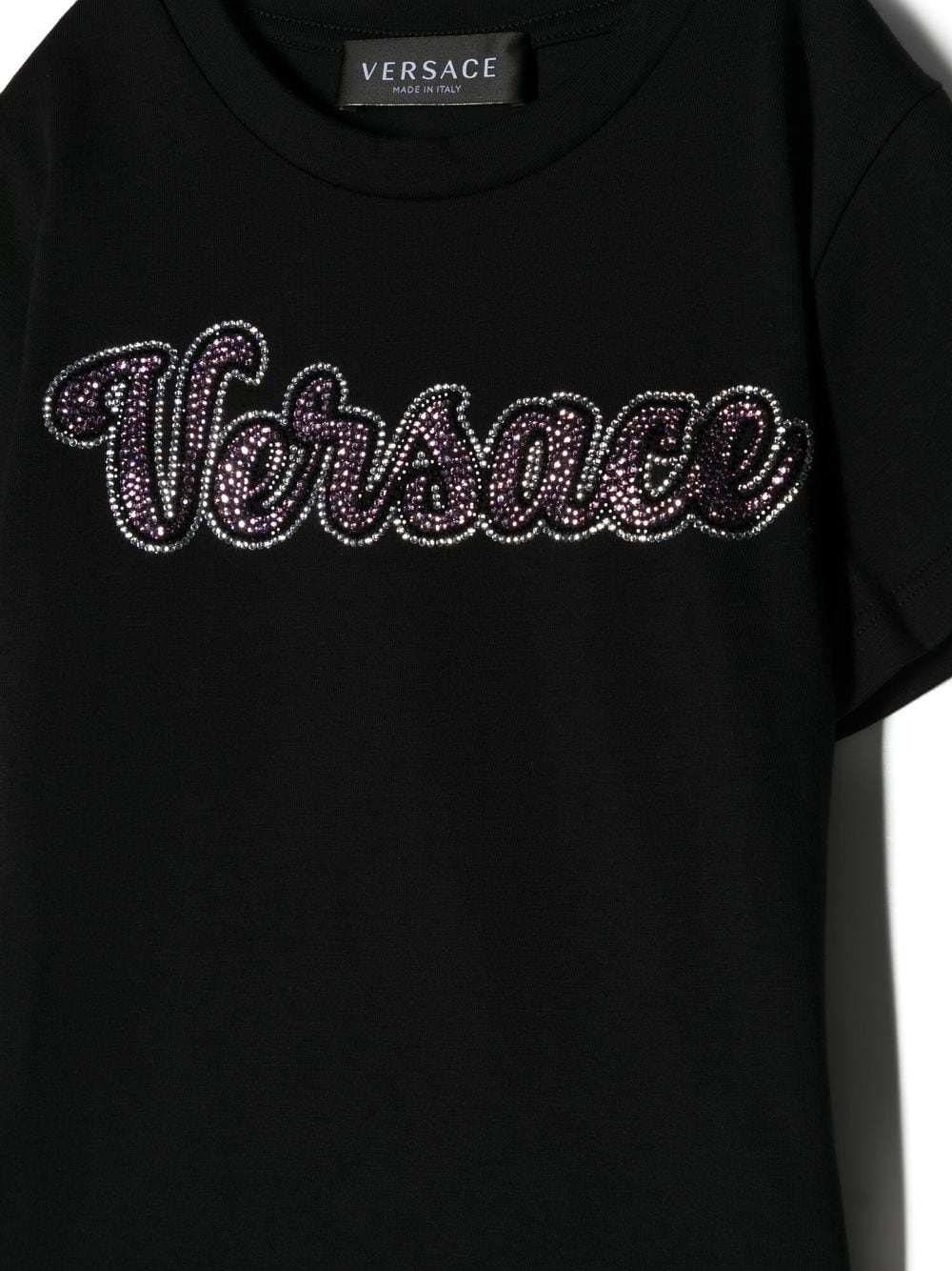 Versace Kids Black Crystal Script T-shirt