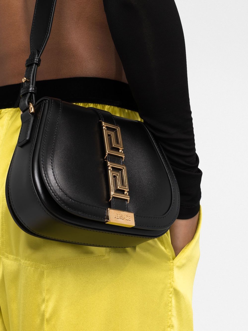 Versace Greca Goddess Small Shoulder Bag - Black 10071291B00V 8054712771668  - Handbags - Jomashop