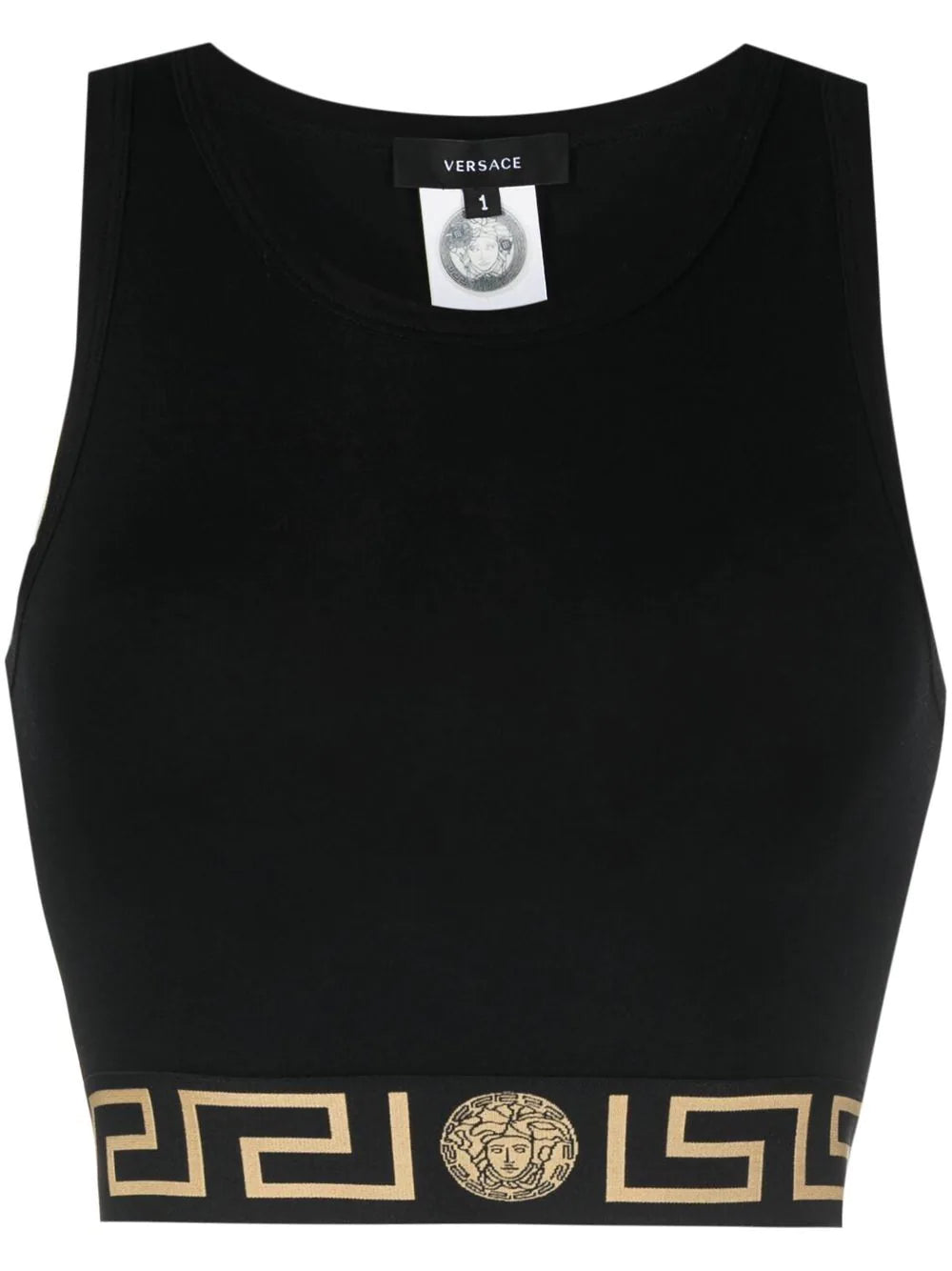 Versace Black Greca Crop Top