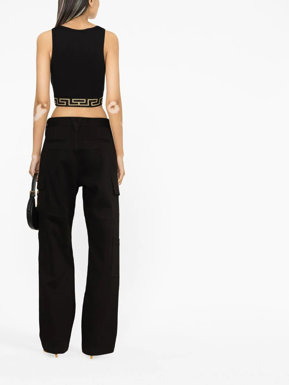 Versace Black Greca Crop Top