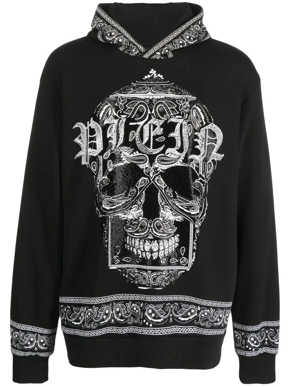 Philipp Plein Black Bandana Skull Hoodie