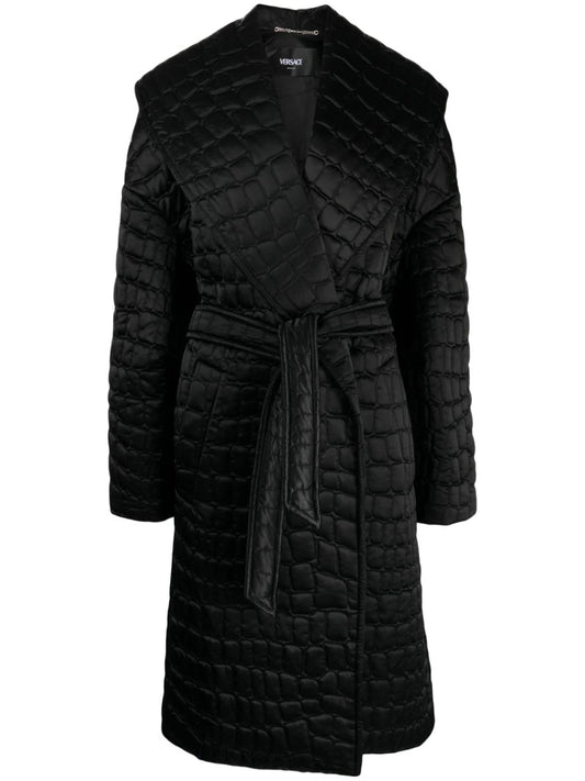 Versace Croc-pattern Quilted Coat