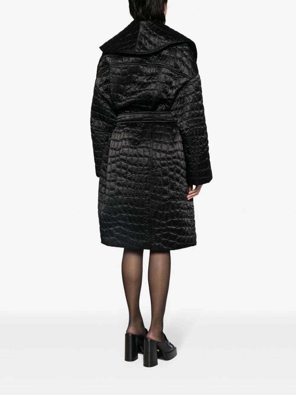 Versace Croc-pattern Quilted Coat