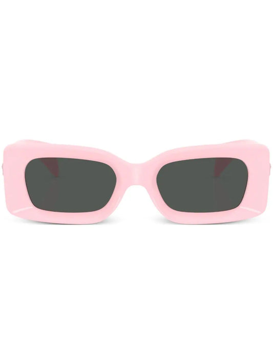 Versace Pink Medusa Plaque Rectangular Sunglasses