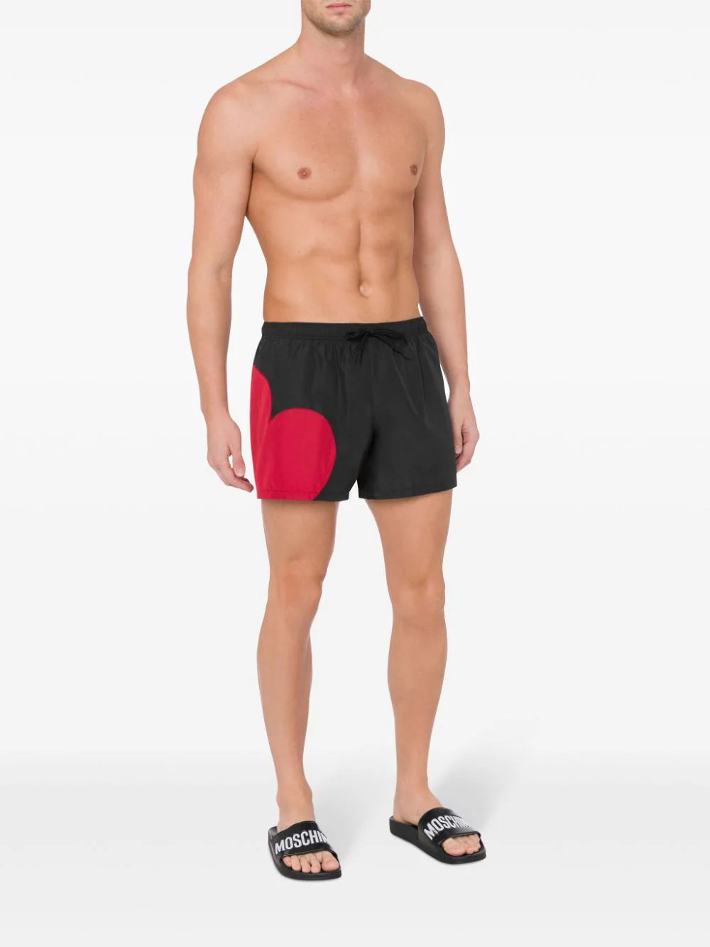 Moschino Black Heart Patch Swim Shorts