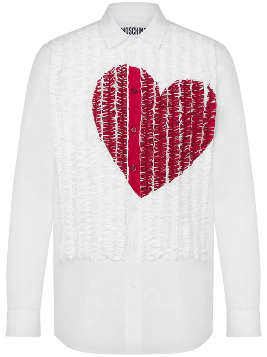 Moschino Ruffled Heart Button Up Shirt