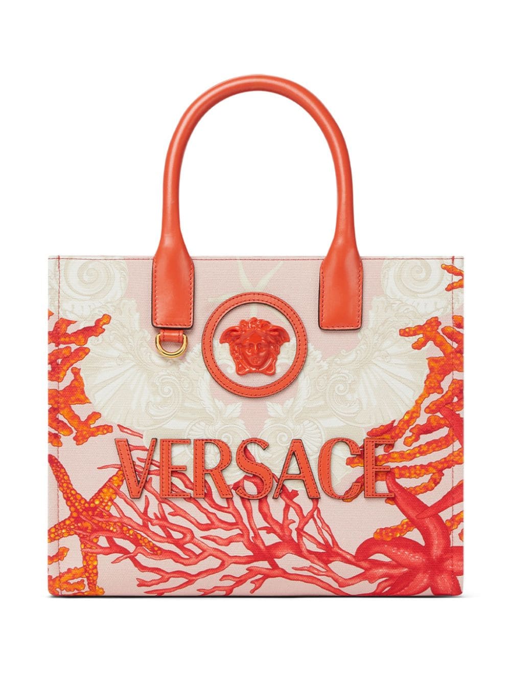 Versace Coral La Medusa Sea Tote Bag