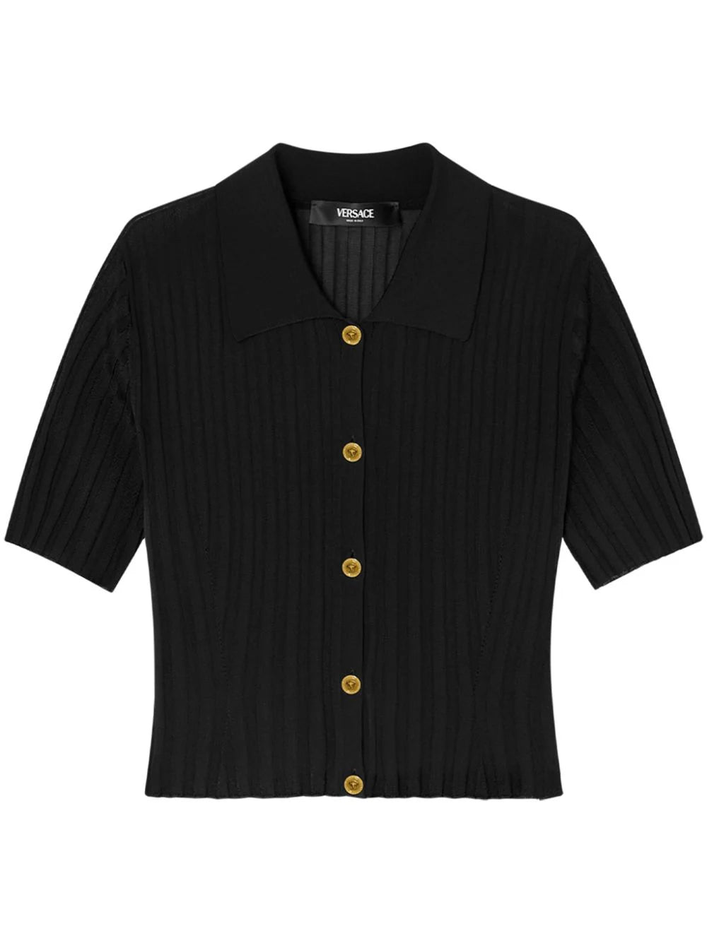 Versace Black Button-up Ribbed Knit