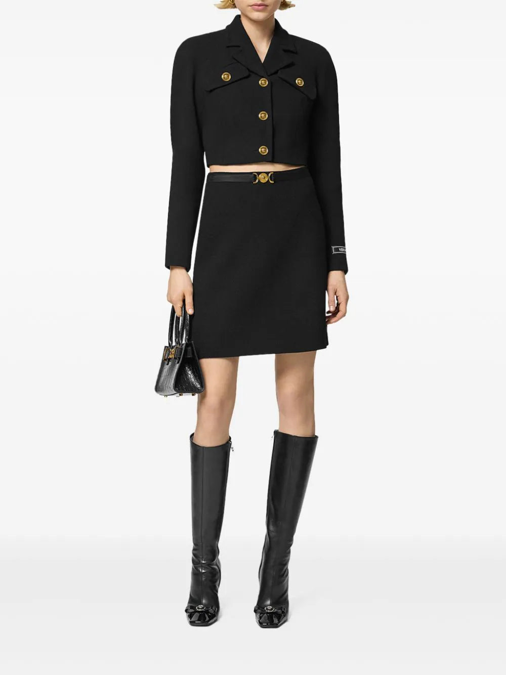 Versace Black Wool Cropped Jacket